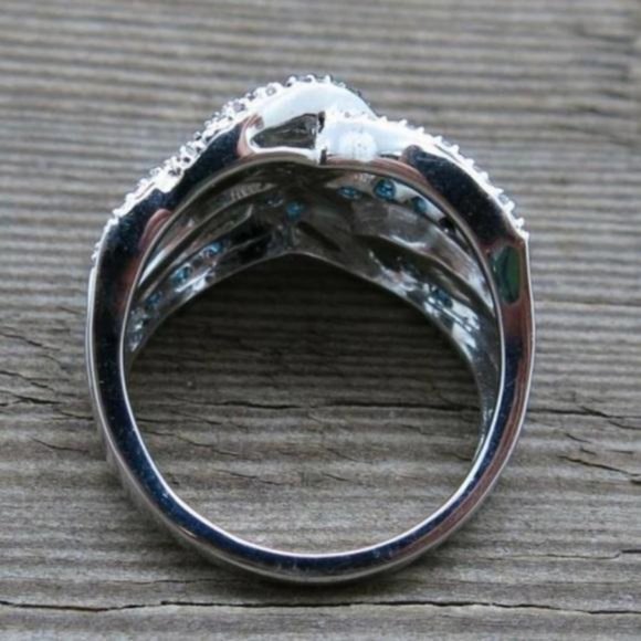 New Sapphire Sterling Silver Diamond Ring - Picture 2 of 4